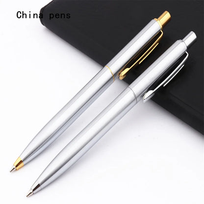 High Quality 039 Push Ballpoint Pen – Gold & Silver Medium Nib Writing Pen for Business, Office & School Supplies