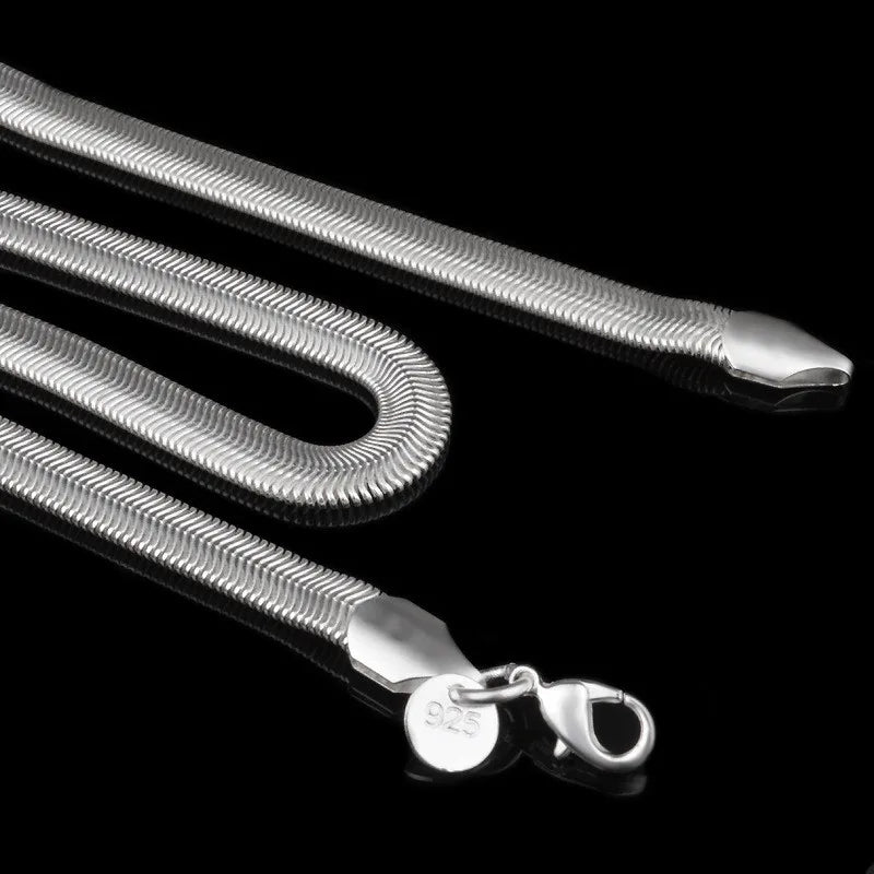 Classic 925 Sterling Silver Snake Chain Necklace — Fashion Jewelry for Women & Men, Wedding, Engagement, Party, Punk Accessories
