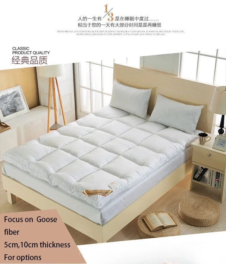 VESCOVO Thick Goose Down Fiber Mattress Topper – Single, Twin & Queen Size Bed Mattress Pad
