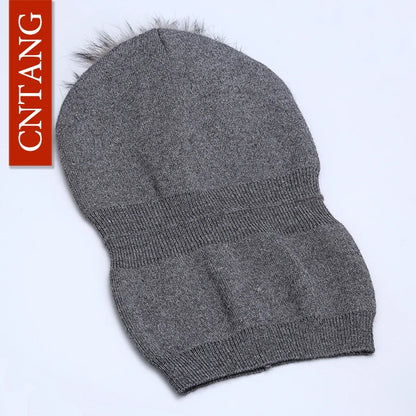 Autumn Winter Knitted Wool Hat for Women – Fashion Pompon Beanie with Genuine Raccoon Fur, Warm and Stylish Cap