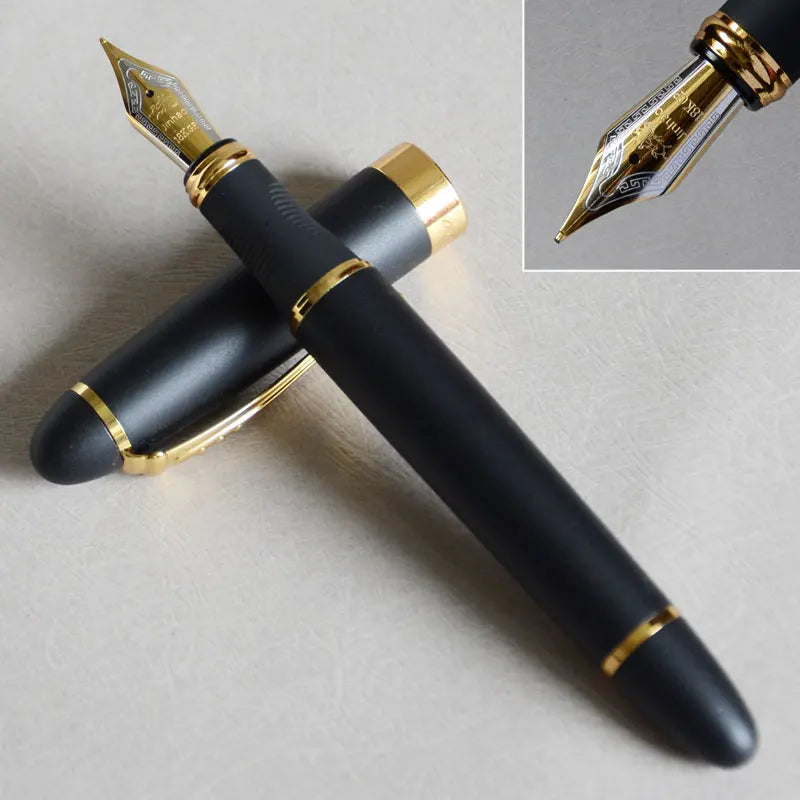 IRAURITA JINHAO X450 Fountain Pen – Dark Green & Golden, 18KGP 0.7mm Broad Nib, Full Metal, 21 Colors with Ink