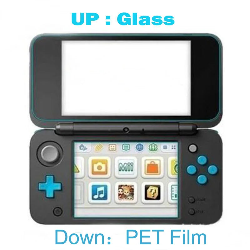 Tempered Glass LCD Screen Protector + Full Cover Film for Nintendo New 2DS XL/LL