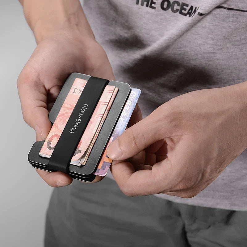 NewBring Multi-Functional Metal Money Clip – Men's Credit Card Wallet with Key Holder