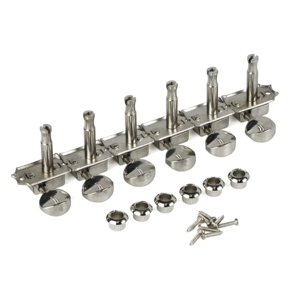 FLEOR Nickel Silver 6-in-Line Vintage Electric Guitar Machine Heads - Tuners, Tuning Keys & Pegs, Guitar Accessories