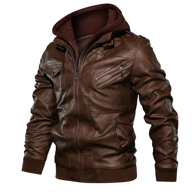 KB Men’s Leather Motorcycle Jacket – Casual PU Biker Coat, Autumn Outerwear, EU Size SA722