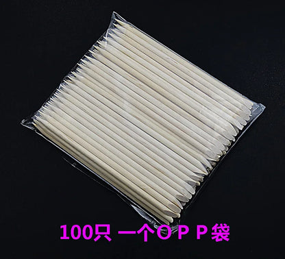100/500PCS Nail Orange Wood Sticks - Double Head Cuticle Pusher & Remover for Manicure, Pedicure, and Rhinestone Picking