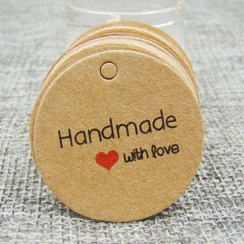 100pcs Black & Kraft Paper Gift Tags – 5×3cm Rectangular Heart Hollow Labels with 100 Hemp Strings for Hand Drawn or DIY Gift Tags