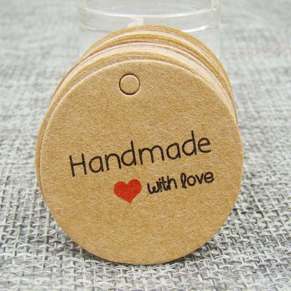 100pcs Black & Kraft Paper Gift Tags – 5×3cm Rectangular Heart Hollow Labels with 100 Hemp Strings for Hand Drawn or DIY Gift Tags