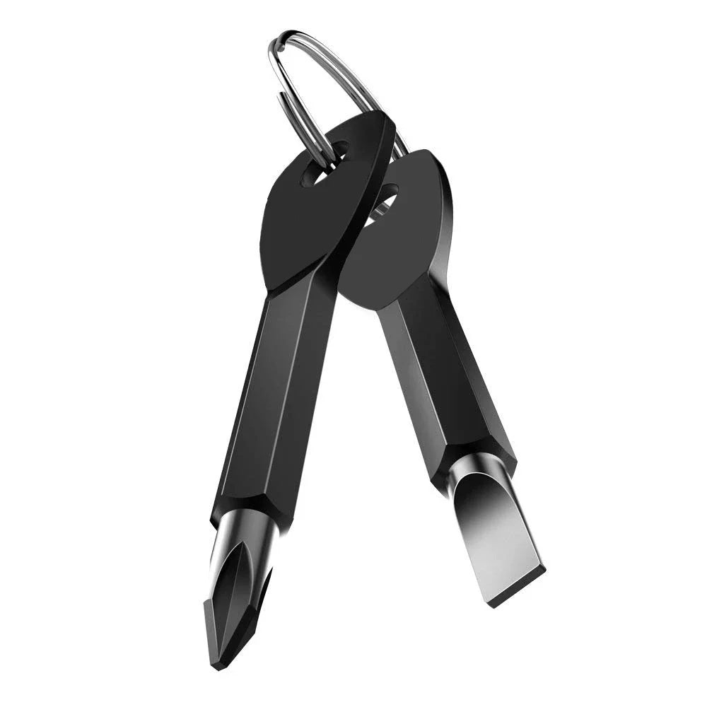1 Set Stainless Steel Mini EDC Multifunction Screwdriver Key - Keychain Pocket Repair Tool with Slotted Screwdrivers