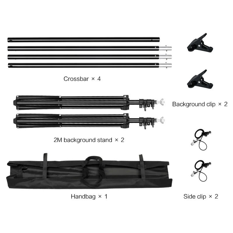 Adjustable Photo Backdrop Stand - 2.6 x 3M Telescopic Background Support System with Carry Bag