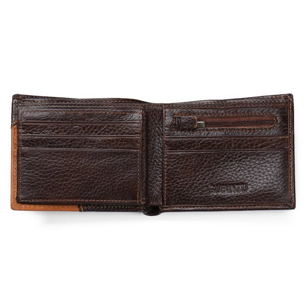GUBINTU Genuine Leather Men's Wallet: Coin Pocket Zipper Real Leather Wallet - High-Quality Male Purse with Eagle cartera Design