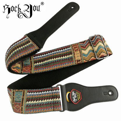 New High-Quality Cotton Guitar Strap – Adjustable Length, 6.2cm Wide for Acoustic & Electric Bass Guitars