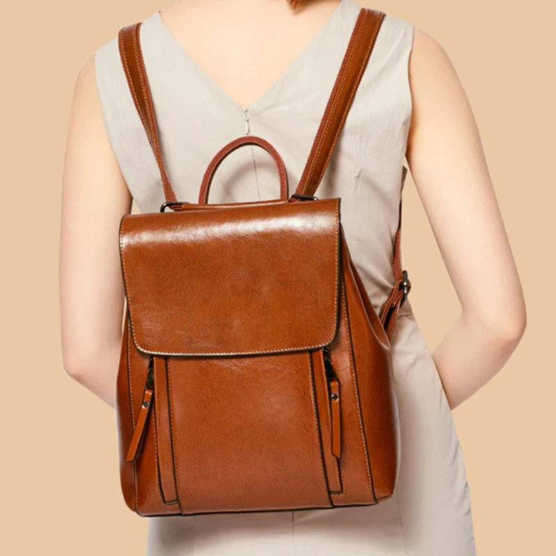 Women's Genuine Leather Backpack - Crossbody Shoulder Bag, School Bag, Laptop Rucksack, and Messenger Bag for Girls