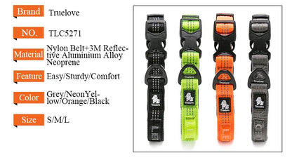 Truelove Reflective Dog Collar Set – Adjustable, Padded Soft Nylon for Small, Medium & Large Dogs, TLC5271