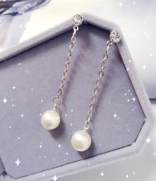 Fashion Pearl Bean Crystal Earrings for Women & Girls – Elegant Everyday Jewelry