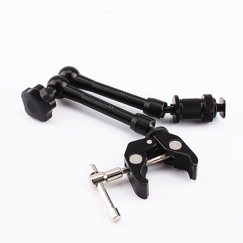 11" Adjustable Friction Articulating Magic Arm + Super Clamp Clip 2-in-1 for DSLR, LCD Monitor, LED Video Light, Camera Accessories