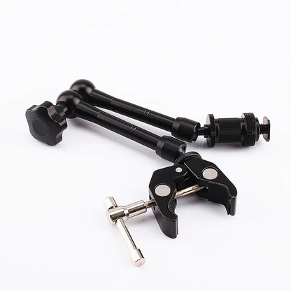 11" Adjustable Friction Articulating Magic Arm + Super Clamp Clip 2-in-1 for DSLR, LCD Monitor, LED Video Light, Camera Accessories