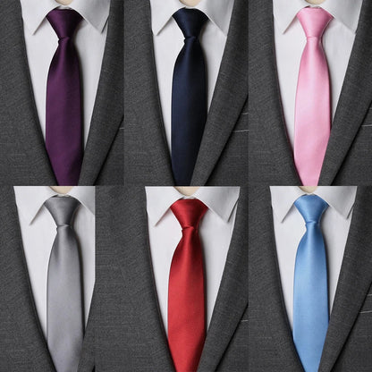 Men’s Zipper Necktie – 6cm Solid Lazy Tie for Business, Wedding & Fashion Accessories