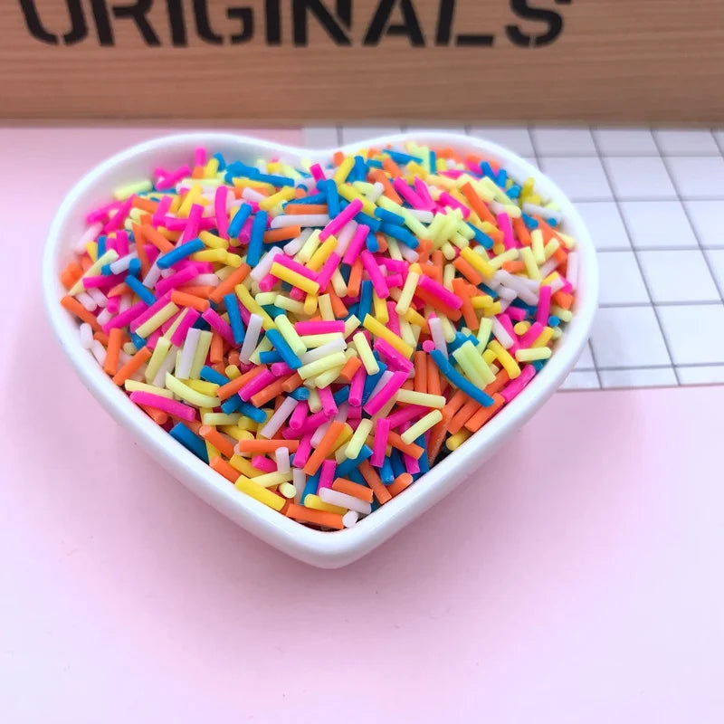 100g Colorful Long Clay Sprinkles – 5-6mm DIY Craft Decorations for Phone Deco & Creative Projects
