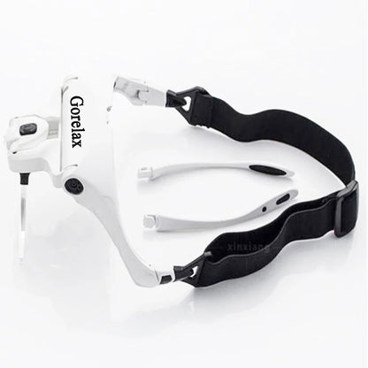 Magnifying Glasses with LED Light - Head Loupe Jeweler Headband Magnifier, Optical Glass Tool for Repair & Reading