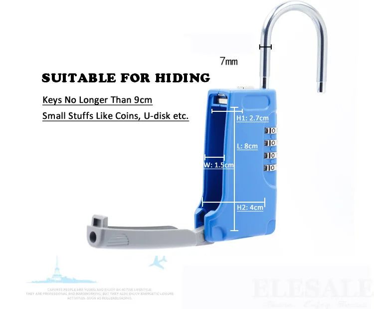 High-Quality Hidden Key Safe Box – 4-Digit Password Lock with Hook (Mini Metal Secret Storage for Home, Villa, Caravan)