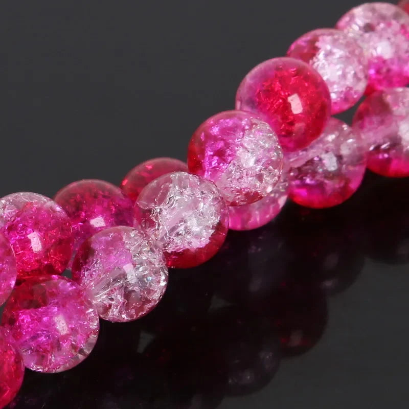 Crystal Glass Crackle Beads - 4/6/8/10mm Round Spacer Charm Beads for DIY Jewelry Making