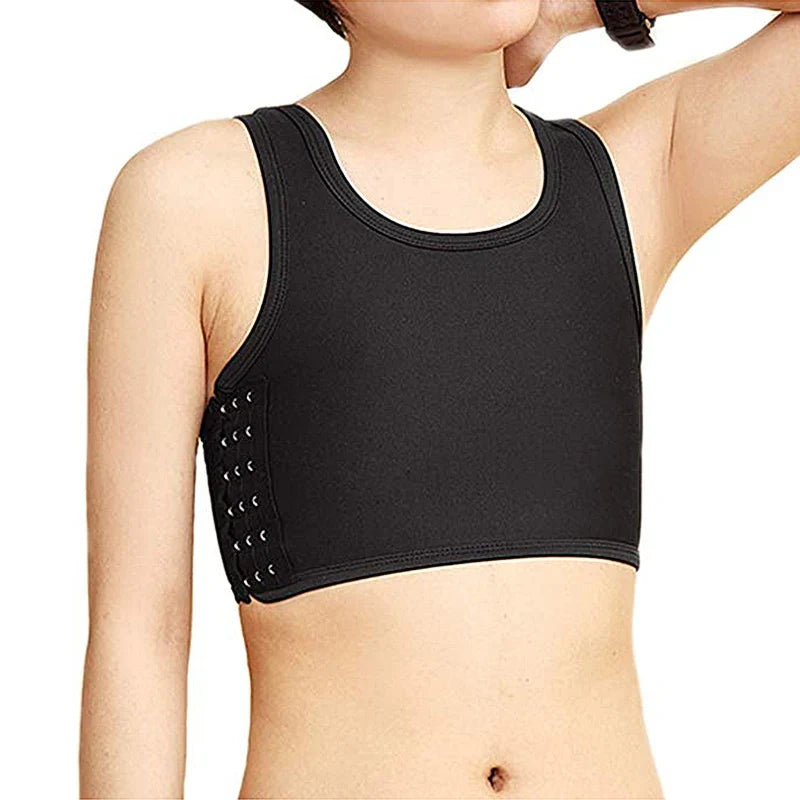 Women’s Breast Binder – Transboy Lesbian Corset Vest with Side Buckle, Summer Short Tank Top Shaper Bustier