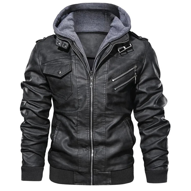 KB Men’s Leather Motorcycle Jacket – Casual PU Biker Coat, Autumn Outerwear, EU Size SA722