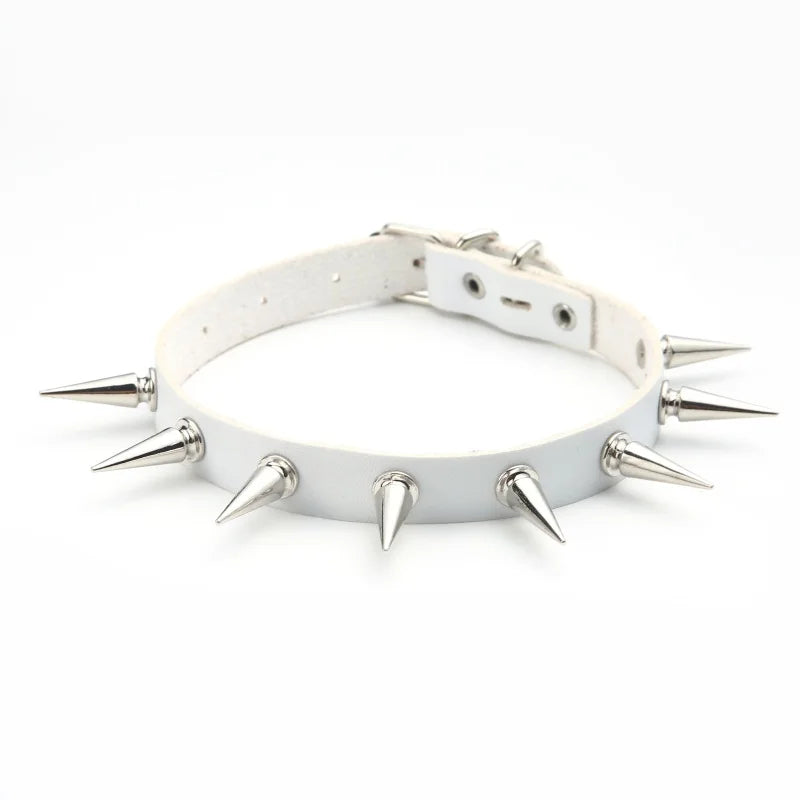 Black Spike Choker Necklace – Rivet Studded Punk Rock Faux Leather Goth Collar for Women & Girls, Harajuku Costume Jewelry