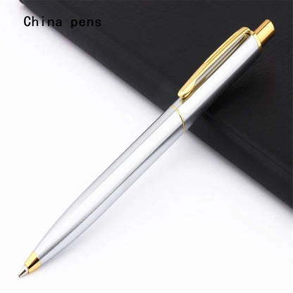 High Quality 039 Push Ballpoint Pen – Gold & Silver Medium Nib Writing Pen for Business, Office & School Supplies