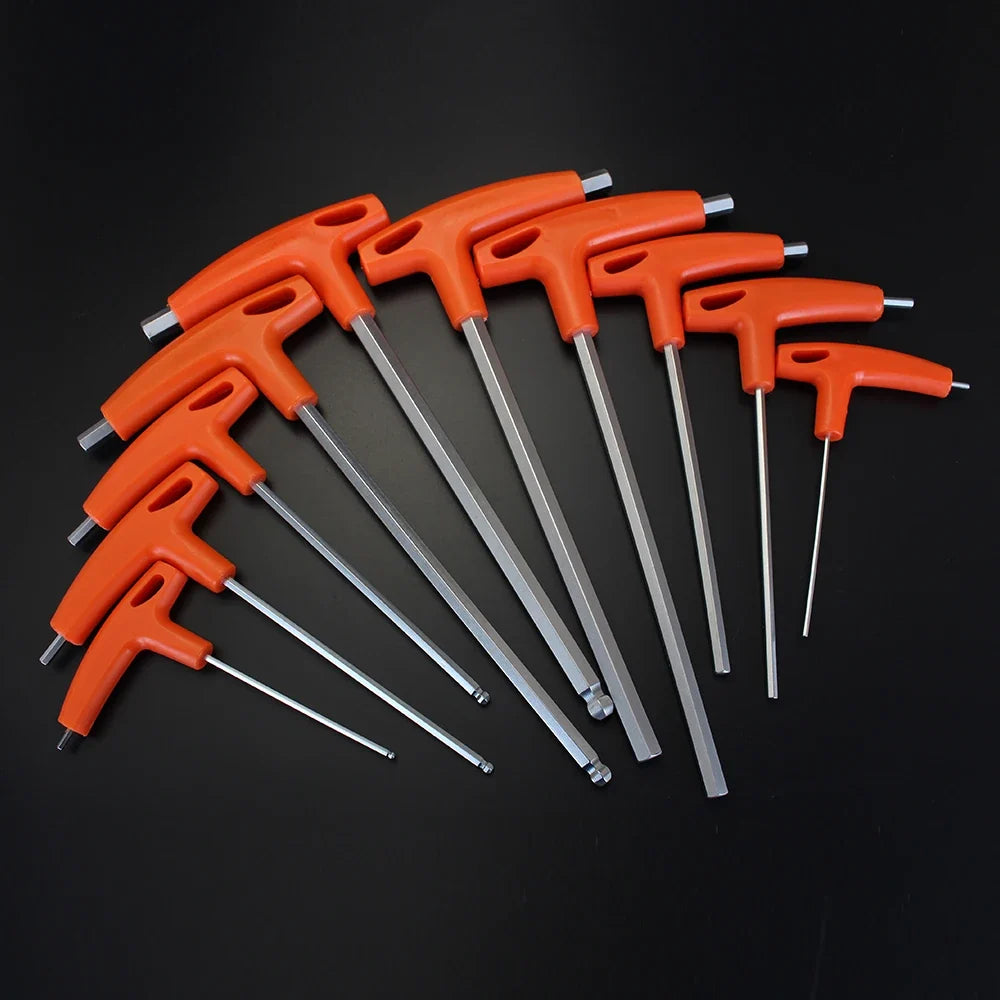 Hex Key Allen Wrench Adapter Set - Chrome Vanadium Steel Ball And Flat Head Hand Tool