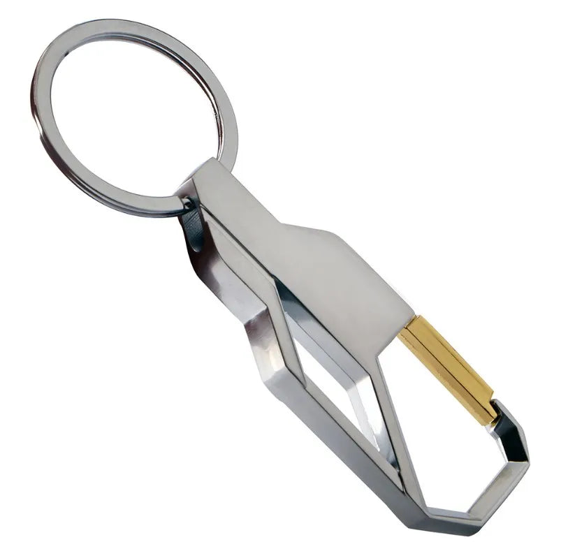3-Color Silver Metal Keychain – Classic Inlay Key Ring, Romantic Gift for Men & Women