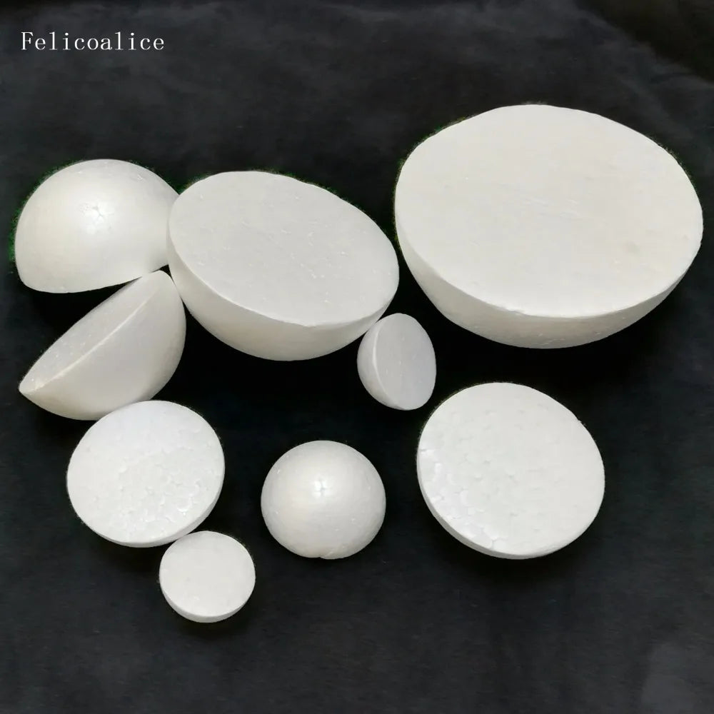 Half Round Styrofoam Foam Balls for DIY Crafts – Solid Polystyrene, 4–30cm for Christmas & Kids Projects
