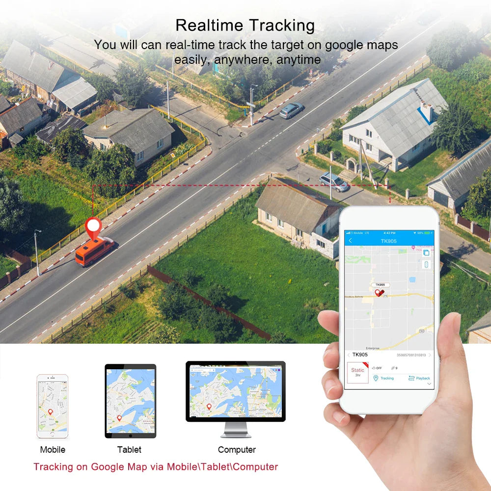 Track with Confidence: TKSTAR TK905 GPS Tracker - 5000mAh, 90 Days Standby, Waterproof, Magnet, Voice Monitor - Free Web APP for Easy Monitoring