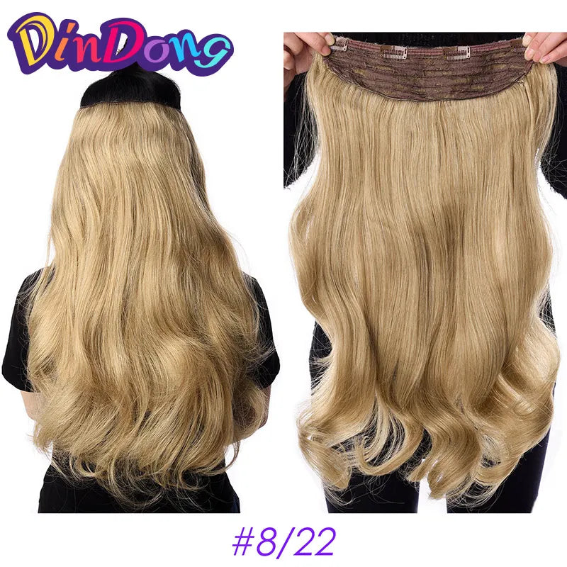 DinDong 32" Clip-In Hair Extensions — 210G Synthetic Wavy, Heat Resistant, 613# Blonde & 19 Colors