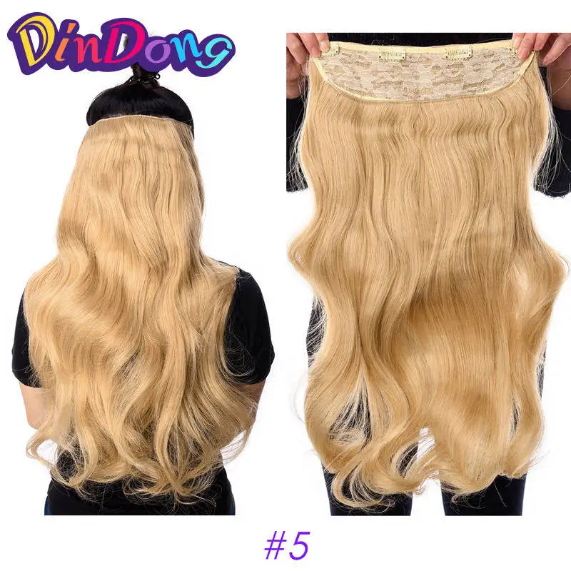 DinDong 32" Clip-In Hair Extensions — 210G Synthetic Wavy, Heat Resistant, 613# Blonde & 19 Colors