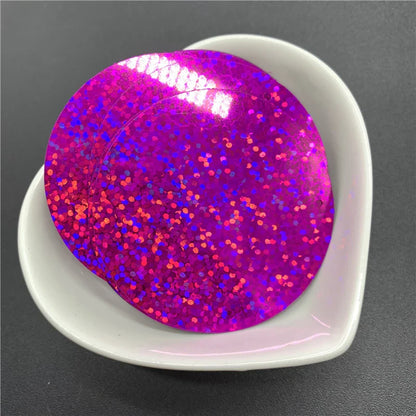 50PCS 50mm Flat Round Sequins with Side Hole – PVC Loose Paillettes for Sewing, DIY Crafts & Wedding Decorations