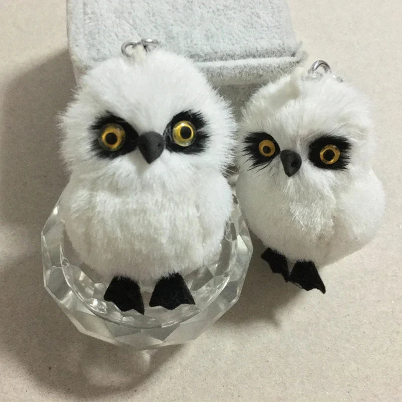Cute Tiny Plush Faux Rabbit Fur Owl Keychain – Mini Animal Bag & Car Trinket Jewelry Gift for Women & Girls