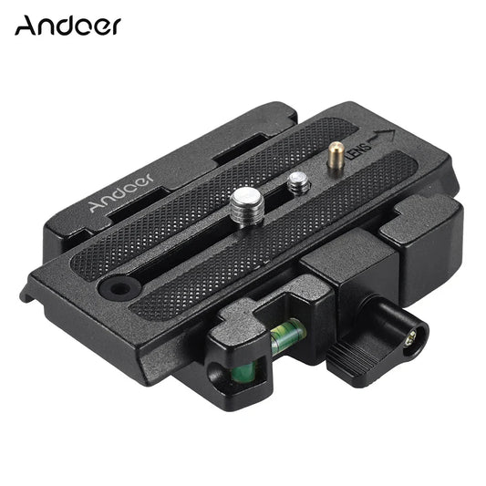 Andoer Video Camera Tripod Quick Release Clamp Adapter – with Plate for Manfrotto 501, 500AH, 701HDV, 503HDV, Q5 Head