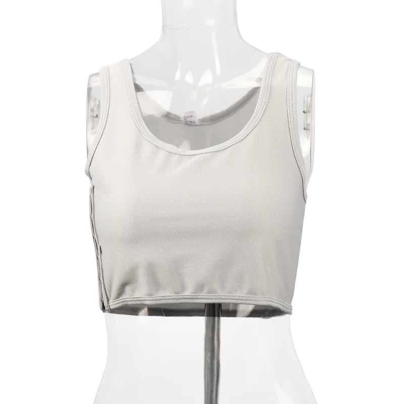 Women’s Breast Binder – Transboy Lesbian Corset Vest with Side Buckle, Summer Short Tank Top Shaper Bustier