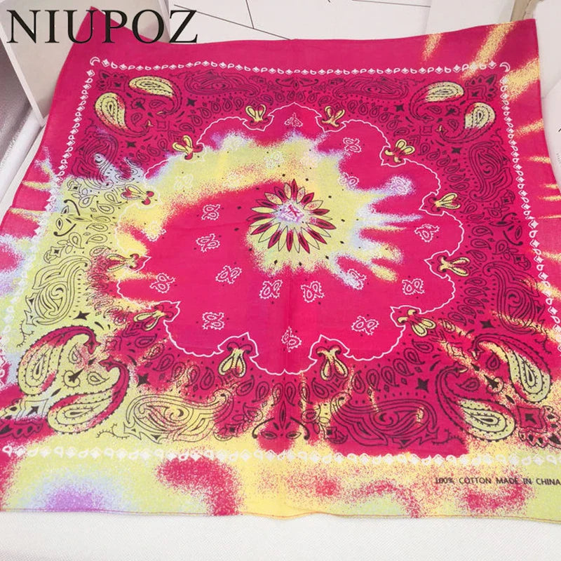 New Fashion Hip Hop 100% Cotton Bandana Square Scarf: 55cm*55cm Black Red Paisley Headband Printed for Women/Men/Boys/Girls