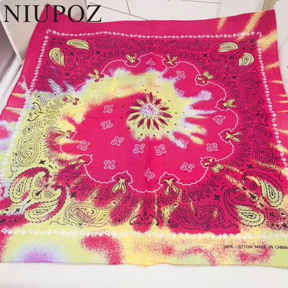 New Fashion Hip Hop 100% Cotton Bandana Square Scarf: 55cm*55cm Black Red Paisley Headband Printed for Women/Men/Boys/Girls