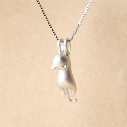 925 Sterling Silver Cat Necklace – Korean Fashion Cute Kitty Clavicle Chain Pendant Jewelry XL003