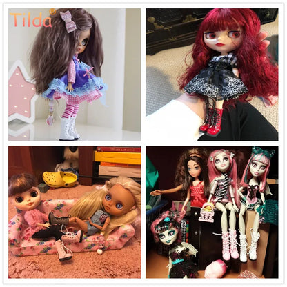 Tilda Doll Boots – 1/8 Mini Leather Shoes for Blythe & Azone Dolls, Casual Doll Accessories