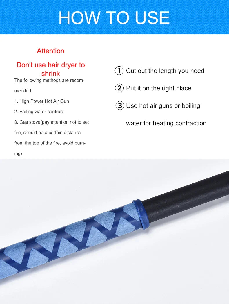 Anti-Slip Heat Shrink Tube for Fishing Rods — DIY Electrical Insulation, 5 Colors, 1M Length, Multiple Sizes 15-50mm