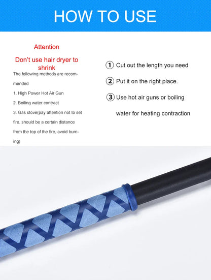Anti-Slip Heat Shrink Tube for Fishing Rods — DIY Electrical Insulation, 5 Colors, 1M Length, Multiple Sizes 15-50mm