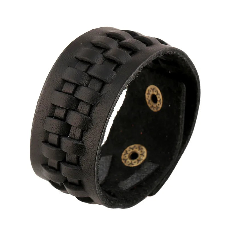 Modyle Vintage Punk Retro Multilayer Leather Bracelet – Handmade Braided Rope Wrap Bangle for Men