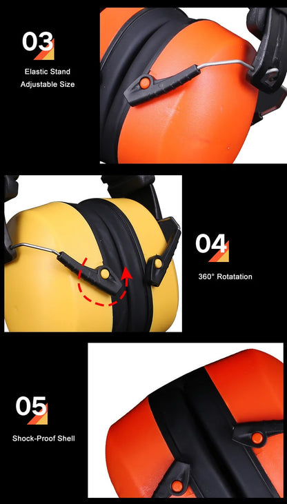 Work Safety Earmuffs – Anti-Noise Portable Ear Protectors for Work, Study, Sleeping, Woodwork & Shooting