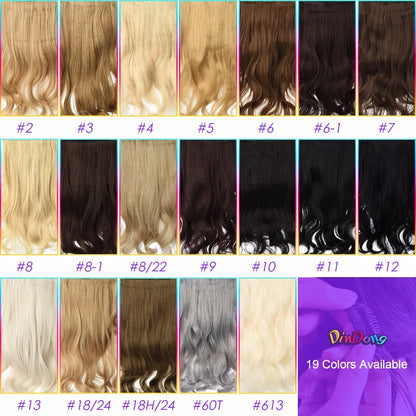 DinDong 32" Clip-In Hair Extensions — 210G Synthetic Wavy, Heat Resistant, 613# Blonde & 19 Colors
