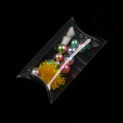 50pcs Pillow-Shaped Candy Boxes – Clear PVC Sweet Gift Packaging for Wedding Party Favors